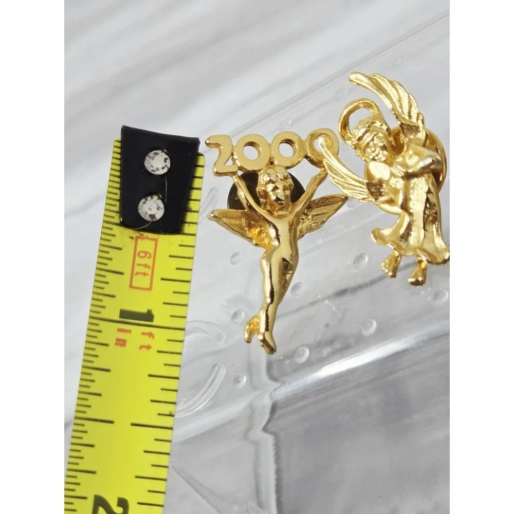 Guardian Angel Cherub Gold Tone Lapel Pin Tie Tack Bookbag Pin‎ Vintage Lot 5